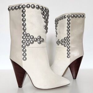Isabel Marant Layo Studded Suede Ankle Boots Booties Western Studs Runway